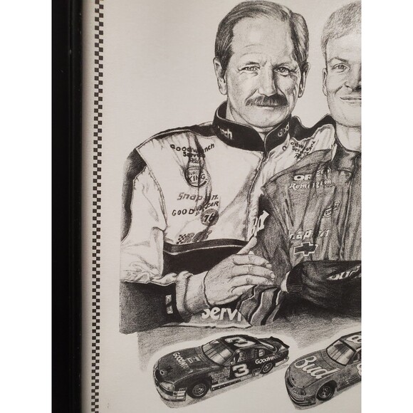 Dale Adkins Art- Dale Earnhardt SR & JR Sketch Drawing Print - 0226 - Picture 3 of 9